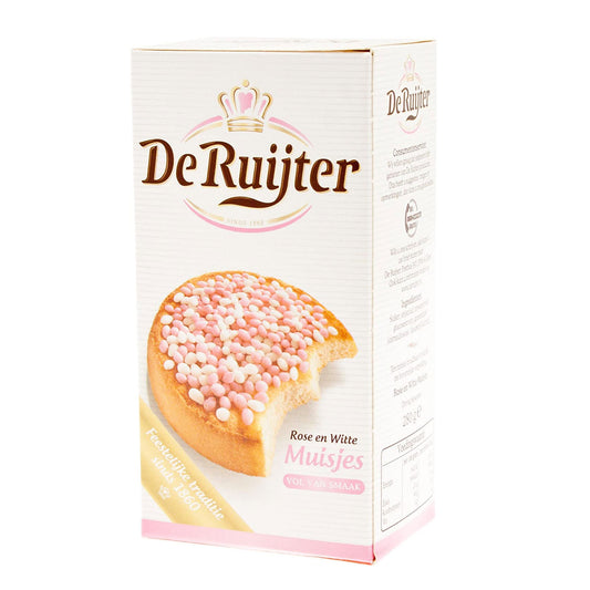 De Ruijter Muisjes Rose En Wit: 280g of Delicious Dutch Topping for Bread and Biscuits! - Image 1