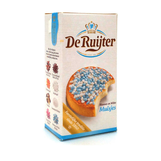 De Ruijter Muisjes Blue & White 280g Dutch Topping for Celebrations & Good Luck Try the Traditional Taste! - Image 1